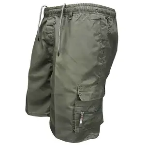 Pantalon court pour hommes, vêtements d'été, poches multiples, cordon de serrage, pantalon de sport élastique, loisirs, été - Product Image 1