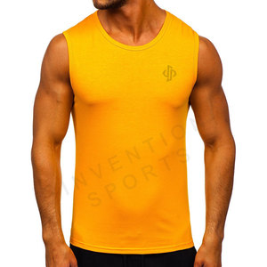 Best Quality Yellow <b>Stretchy</b> Lightweight Tank Top for <b>Men</b> Custom Logo Sleeveless Gym Shirt Casual Wear Tank Tops on Best Sale - Product Image 1