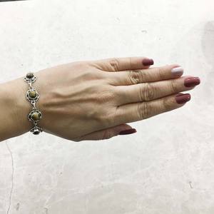 925 <b>Sterling</b> <b>Silver</b> Handmade Durable <b>Bracelet</b> Yellow Tiger Eye Cabochon Fashion Jewelry Unisex <b>Women</b> Wedding Gift Party - Product Image 5