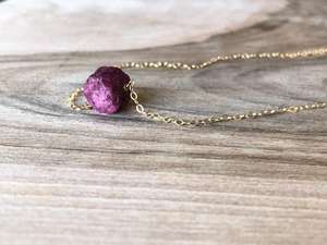 92.5 Sterling Silver <b>Gold</b> Polish 16"'<b>Long</b> Natural Raw Ruby Glass Filled Handmade <b>Necklace</b> Women Cute Gift Wholesale - Product Image 3