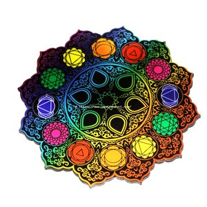 Posavasos de madera con estampado de Chakra estilo Feng Shui, Material de piedras preciosas, tipo ágata, técnica de grabado tallado para decoración del hogar - Product Image 1