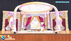 Mandapaya de Fibra de Vidrio para Ceremonia de Boda Poruwa en Sri Lanka, Mandap de Boda Moderno y Ligero, Decoración con Temas Reales de Kerala y Abu Dhabi - Product Image 6