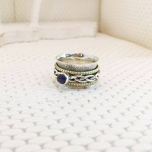 Bagues de mariage en argent sterling 925 avec diamant Fine Jewelry Fashion Lapis Cab Cabochon sur base en argent 925 - Product Image 3