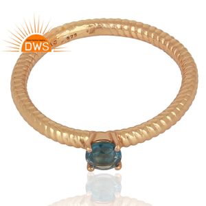 Prong <b>Set</b> London Topaz Gemstone Ring Handmade <b>Rose</b> <b>Gold</b> Plated Sterling Silver Ring Jewelry Manufacturer - Product Image 2