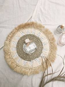 Décor mural naturel en raphia, décoration murale perlée faite à la main, jonc de mer, raphia, macramé, Boho, vente Flash, - Product Image 5