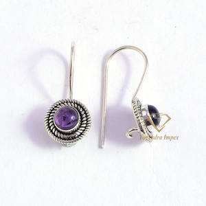 Pendientes colgantes bohemios de Plata de Ley 925 al por mayor exquisita piedra preciosa de amatista natural para bodas y fiestas - Product Image 2
