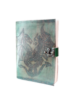 Attrayant fait à la main en cuir Journal Double Dragon en relief Design herbe couleur papier journal serrure fermeture boîte d'affaires cadeaux scolaires