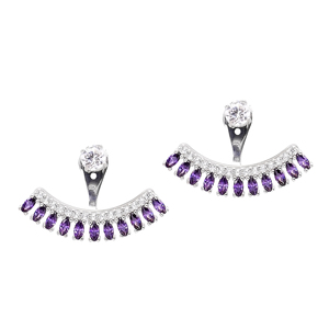 Ear Jackets With Amethyst Stone <b>Earring</b> Turkish Wholesale Handmade 925 Sterling Silver Jewelry - Product Image 1