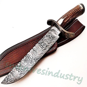 Nouveau couteau d'acier de damas, magnifique couteau fait à la main avec étui en cuir (Smk1804) - Product Image 2