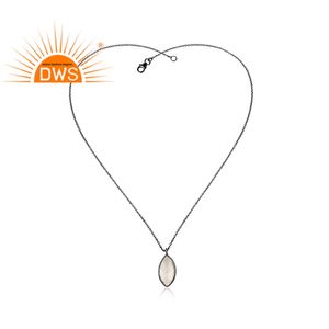 Pendentif en pierre précieuse de Quartz cristal naturel, vente en gros, 925 argent Sterling noir, Rhodium, chaîne en argent, joaillerie - Product Image 2