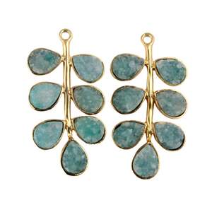 Geode-pendientes de plata de primera ley y latón para mujer, aretes, aros, aros, plata esterlina 24, zirconia, circonita, zirconita, color rosa Natural, 24K - Product Image 3