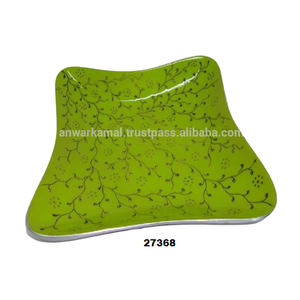 ชามผลไม้ที่เสิร์ฟพร้อมเคลือบสีเขียวสำหรับบ้านโรงแรมร้านอาหารเครื่องใช้ในงานแต่งงานดีไซน์นูน - Product Image 1