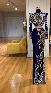 DABKA-Bordado de vestido de noche azul moderno, cuentas de cristal, trabajo de piedra de vidrio para fiesta, 2022 - Product Image 2