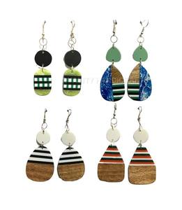 Boucles d'oreilles pendantes unisexes de haute qualité, artisanales, neuves, plaquées argent, multicolores, en forme de goutte d'eau, en résine époxy, tendance - Product Image 3