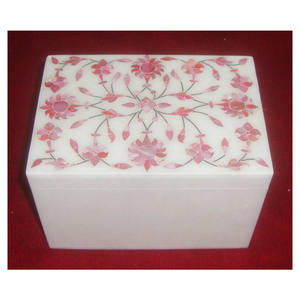 Caja Rectangular de mármol blanco, diseño de flor, madre de perla - Product Image 1