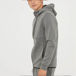 Sudadera con capucha para hombre, prenda deportiva masculina de algodón con dobladillo dividido en los laterales, diseño personalizado, bolsillos abiertos, de alta elasticidad, 100% algodón - Product Image 3