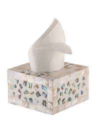 Boîte à mouchoirs en nacre pour porte-mouchoirs de maison de noël décorer à la main nacre blanche - Product Image 2