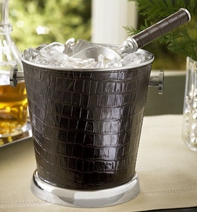 Cubo de hielo cubierto de cuero PU marrón, fabricado en acero inoxidable para botellas de vino o enfriador de vino, fabricante y proveedor de la India - Product Image 6
