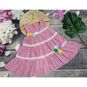 Vestido de niños de alta calidad 100% algodón de manga larga floral casual vestidos de niñas de Vietnam - Product Image 3