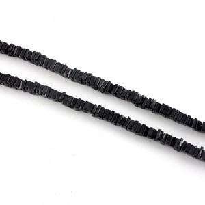 Perles fines carrées lisses Heishi, spinelle noire, pierres précieuses en vrac, bijoux naturels, perles - Product Image 4