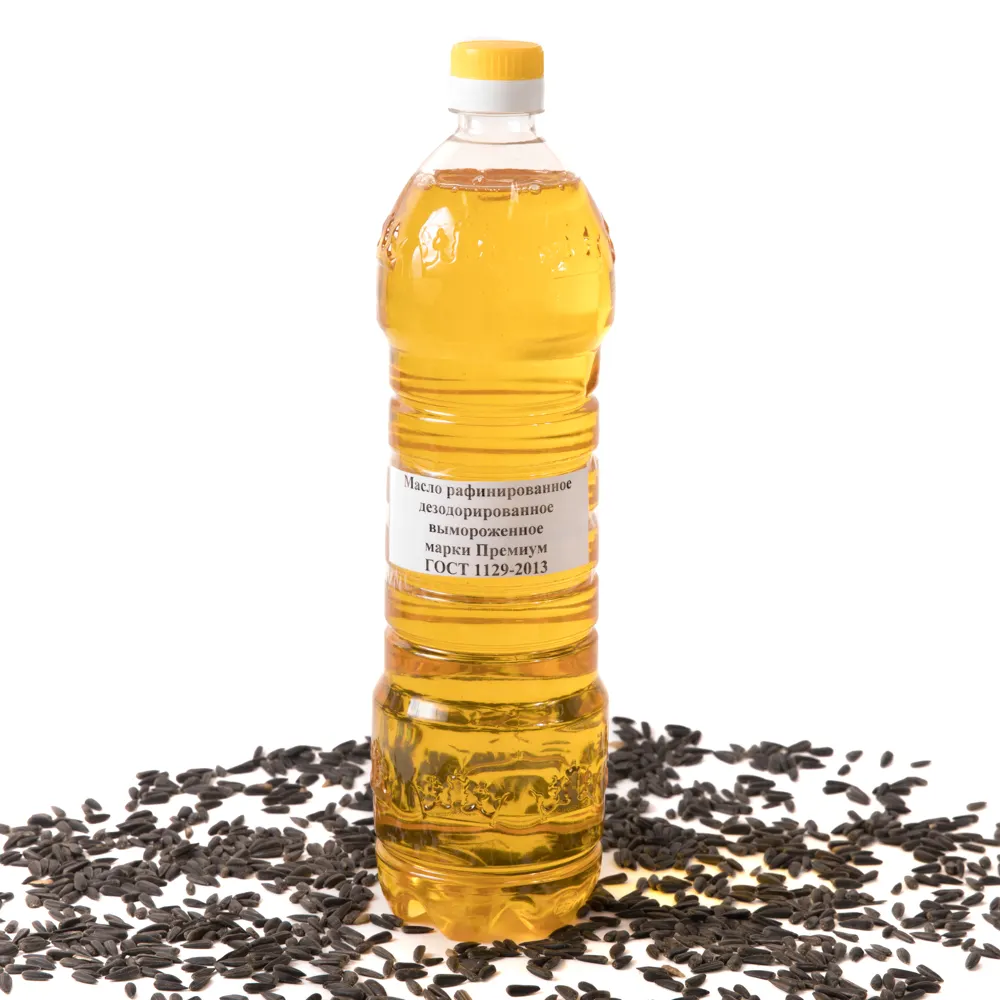 Рафинированное подсолнечное масло в бутылках