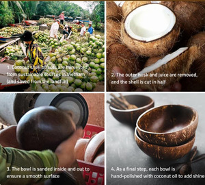 ชุดถ้วยชามกะลามะพร้าวธรรมชาติสีน้ำตาลทำด้วยมือชุดจานชามเซรามิกสั่งทำพิเศษเป็นมิตรต่อสิ่งแวดล้อม - Product Image 2