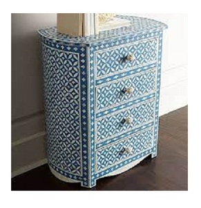 Indian Handmade Bone inlay Buffet Cabinet Striped Pattern Bone For Living Room Decor Furniture
