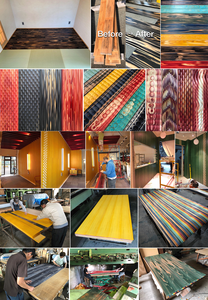 IRODORITAI WAVE SNAKE Planches de parquet modernes en cèdre japonais massif teint et luminescent, à rainures et languettes, pour le divertissement et le commerce - Product Image 5