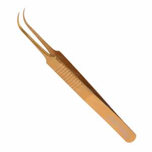 Pinzas de extensión de pestañas doradas, con agarre para dedo, diseño de volumen curvo, pinzas de extensión de pestañas, Etiqueta Privada - Product Image 5