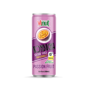 Kombucha Lemongrass 8,4 floz Bebida de té VINUT Vietnam 24 latas de cartón lata Puré a granel sin azúcar Calidad Premium - Product Image 3