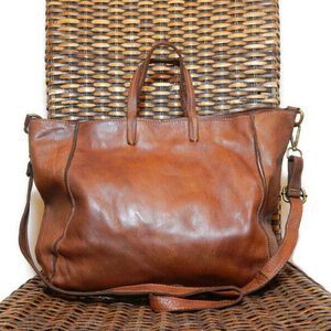Tan <b>Leather</b> Top Handle Handbag, Italian <b>Leather</b> Handbag, <b>Leather</b> Crossbody <b>Bag</b>, <b>Soft</b> Tan <b>Leather</b> Tote, Vintage <b>Bag</b>, Womens Leath - Product Image 1