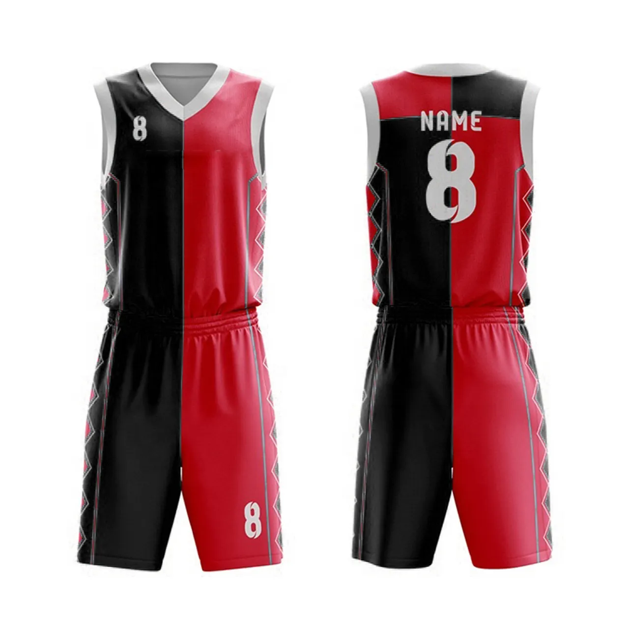 Sublimation druck Logo Rot Weiß Lounge wear Günstiger Preis Basketball uniformen Reversibel mit Logo-Design von Ash Brothers