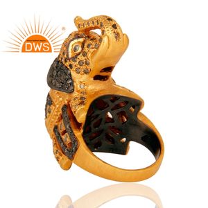 Nouvelle bague en argent sterling plaqué or 2026 avec diamant naturel en forme d'éléphant pour femme - Fabricant de bijoux - Product Image 3