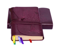 Journaux en cuir véritable violet fait à la main écriture journal de voyage arbre de vie en relief à la main coton blanc Page blanc A5 cahier