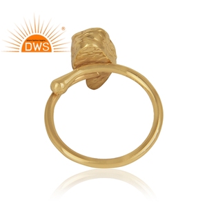 แหวนพลอยอะความารีนหยาบแหวนแฟชั่นชุบทองเหลืองแหวนทองเหลืองเครื่องประดับคอลเลกชันวินเทจ - Product Image 3