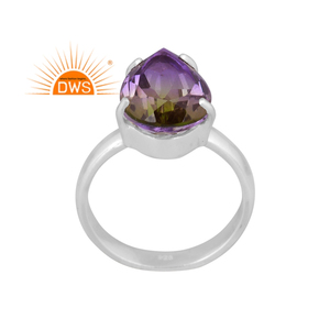 925 Plata de ley fina Natural Bio Doublet Pavo real Cuarzo Piedra preciosa Anillo apilable Fabricante de joyas - Product Image 1