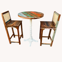 Table et chaises de Bar en fer, ensemble Vintage industriel, rond et rustique, indien, en bois massif, Style Restaurant, café, Pub, Bar, meubles, 9 pièces