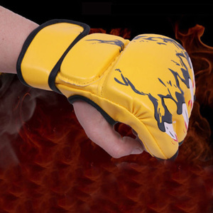 Guantes de Cuero de Alta Calidad para MMA, Boxeo, Grappling, Entrenamiento, Kickboxing, Sparring, Rellenos de Arena, Medios Dedos - Product Image 6