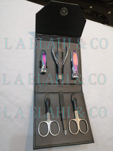 Kit de manucure et pédicure 7-en-1 en acier inoxydable doré arc-en-ciel, vente en gros d'usine, boîte noire 2026 ODM OEM, luxueux et très vendu - Product Image 2