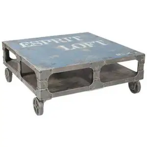 Промышленный и винтажный железный металлический роскошный квадратный журнальный столик с литейным регулируемым деревенским антикварным дизайном для дома и виллы