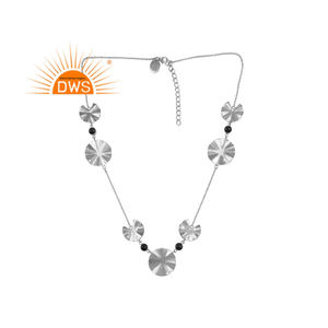 Disco ondulado diseñador 925 collar de plata esterlina collar de piedras preciosas de ónix negro Joyería Al por mayor colección clásica - Product Image 1