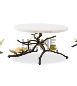 ฐานหินอ่อนยืนเค้กที่มีทองหรูหรายืนชุบด้วยหินอ่อนฐานรอบ - Product Image 6