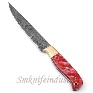 New Custom Hand Forged Damascus Fillet Fishing knife With leather Sheath cover (smk1630) - Product Image 5