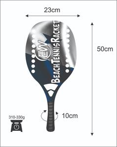 Raquettes de beach tennis avec face en carbone de 20 mm, poignée en fibre de verre, filet en fibre de verre, poids 320-340 g, longueur 50 cm - Product Image 1