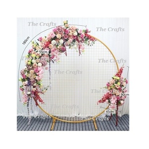 Fondo de color dorado de malla metálica con fondo de forma redonda de calidad superior para uso de decoración de eventos de boda - Product Image 5