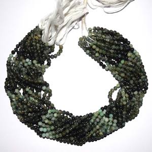 Perles rondes en pierres précieuses émeraude, pour la fabrication de bijoux, 4mm, 13 pouces, vente en gros, prix d'usine - Product Image 3