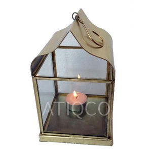 Bandeja votiva de farol de vidrio y metal translúcido Decoraciones especiales para fiestas de Diwali - Product Image 4