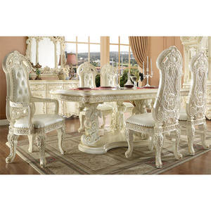 Ensemble de Table à manger moderne en bois 6 places ensemble de salle à manger de luxe 6 pièces ensemble de meubles de salle à manger traditionnelle - Product Image 1