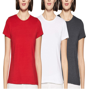 Camiseta de media manga sólida para mujer OEM con ajuste regular y cuello redondo para uso diario - Product Image 5