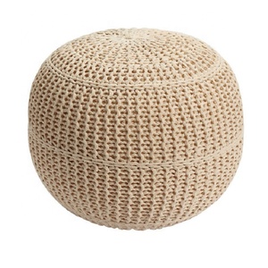 Cotton Knitted Pouf Living Room Furniture Contemporary Knitted Pouf Floor <b>Cushions</b> <b>Stool</b> & Ottoman Modern Home Carton Box - Product Image 2